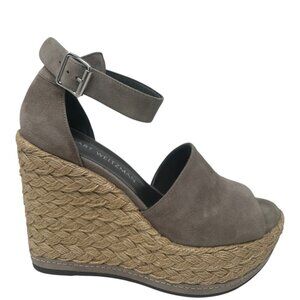 Stuart Weitzman Soho Jute Gal Platform Espadrille Topo Taupe Suede Leather 6.5
